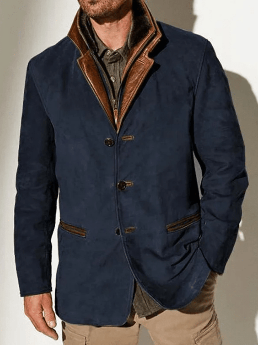 Dominic | Veste vintage en daim avec double col