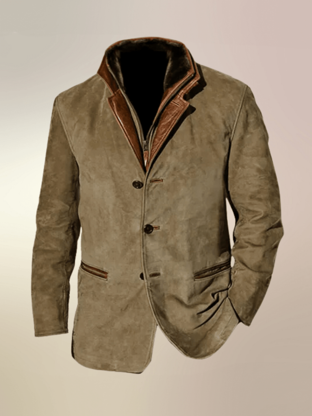 Dominic | Veste vintage en daim avec double col