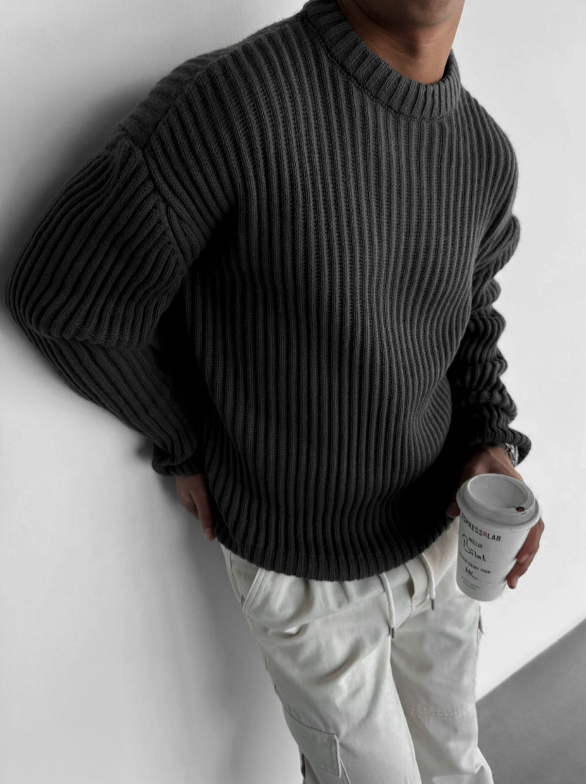 OVERSIZE HEAVY KNIT SWEATER 1+1 GRARUIT