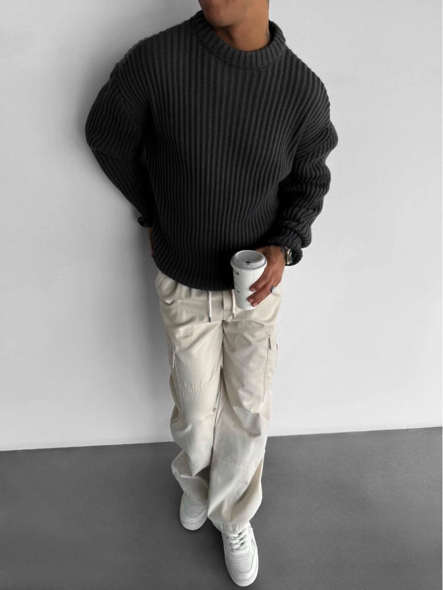 OVERSIZE HEAVY KNIT SWEATER 1+1 GRARUIT